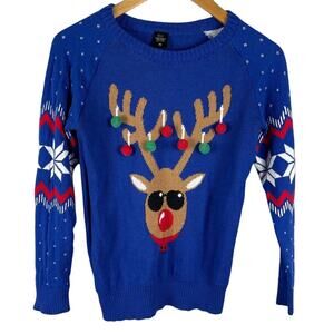 Reindeer Antler Pom-Pom Ornament Rudolph Ugly Holiday Christmas Sweater Size XS‎